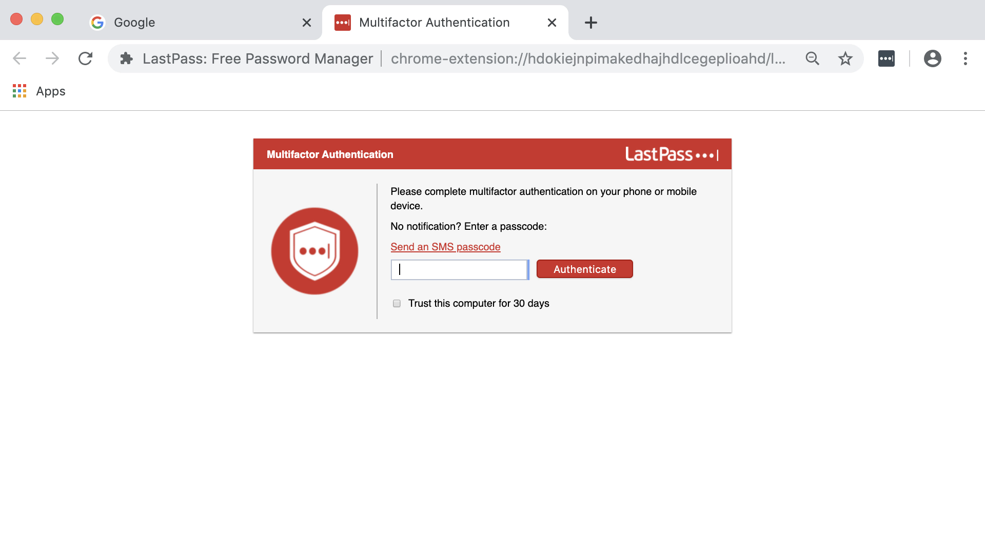 lastpass 2 factor authentication setup